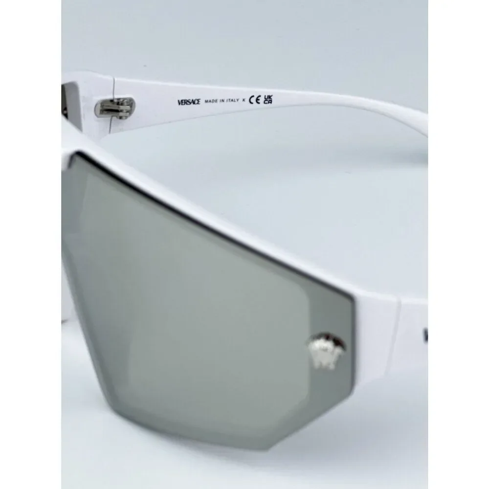 NEW Versace VE4461 314/87 White Grey Mirror Silver Detachable Lens Sunglasses